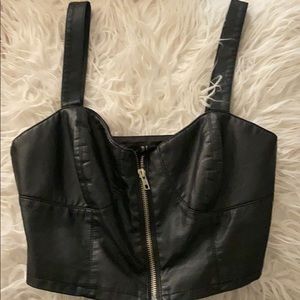 Leather bustier crop top